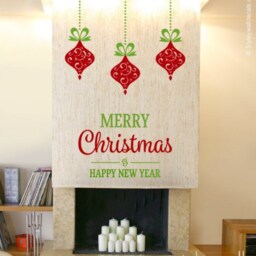 Merry Christmas Wall Decal, Holiday Ornament Decal Sticker, Decor, Balls Happy New Year Sticker - thumbnail 2