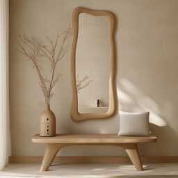 Asymmetric Solid Wood Mirror - Organic Wall Frame Rustic Bathroom & Living Room Decor Vertical - thumbnail 3