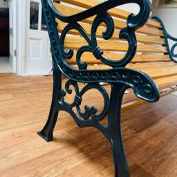 Cast Iron & Oak Garden Bench Finished in Anthracite Grey - thumbnail 3