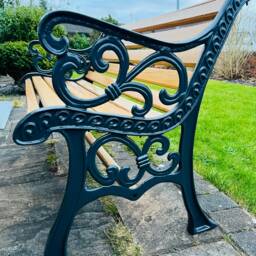 Cast Iron & Oak Garden Bench Finished in Anthracite Grey - thumbnail 2
