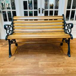 Cast Iron & Oak Garden Bench Finished in Anthracite Grey - thumbnail 4