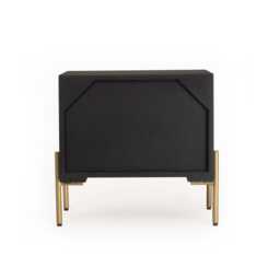 Sleek 2-Drawer Bedside Table in Black & Gold - Luxe Nightstand For Your Bedroom - thumbnail 4