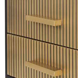 Sleek 2-Drawer Bedside Table in Black & Gold - Luxe Nightstand For Your Bedroom - thumbnail 3