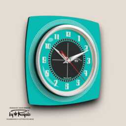 Atomic Turquoise Wall Clock Mid-Century Modern Jetsons Style - thumbnail 2