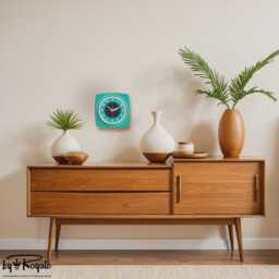 Atomic Turquoise Wall Clock Mid-Century Modern Jetsons Style - thumbnail 3