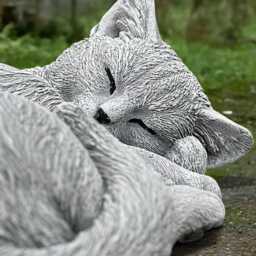 Curled Cat Sculpture Outdoor Kitty Figurine Cement Kitten Statue Stone Animal Ornament Pet Decoration Kitty Lover Gift Yard Art - thumbnail 3