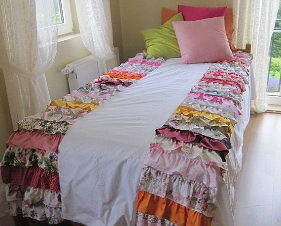 Shabby Chic Ruffled Duvet Cover - Bohemian Waterfall Tier Bedding - image 1