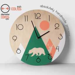 Mountains Wall Clock Personalized Animal Decor Kids Room Art Children's Gift - thumbnail 2