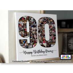 Happy 90Th Birthday Personalised Mum Dad Grandad Nana Friend Grandma Nan Picture Photo Collage Board Framed Canvas Print Gift - thumbnail 3