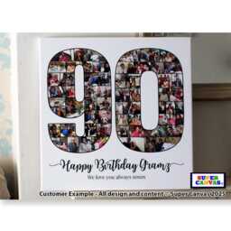 Happy 90Th Birthday Personalised Mum Dad Grandad Nana Friend Grandma Nan Picture Photo Collage Board Framed Canvas Print Gift - thumbnail 4