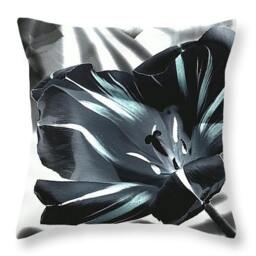 Throw Pillow Black Tulip Photo Printed On Cotton in 14x14 To 26x26 Square Or 20x14 Long Floral Accent Home Decor - thumbnail 2