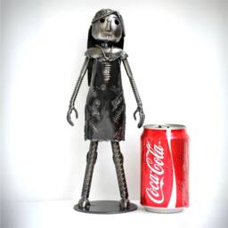 Christmas Girl Scrap Metal Sculpture, Handmade Recycled Steel Art, Unique Valentine Gift For Him