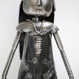 Christmas Girl Scrap Metal Sculpture, Handmade Recycled Steel Art, Unique Valentine Gift For Him - thumbnail 3