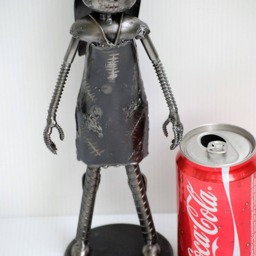 Christmas Girl Scrap Metal Sculpture, Handmade Recycled Steel Art, Unique Valentine Gift For Him - thumbnail 2