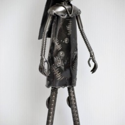 Christmas Girl Scrap Metal Sculpture, Handmade Recycled Steel Art, Unique Valentine Gift For Him - thumbnail 4