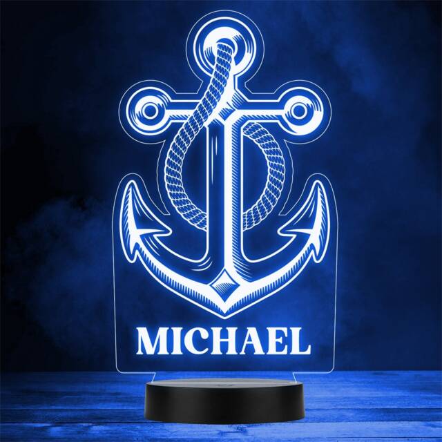 Ship Anchor Sailing Nautical Personalised Gift Colour Change Led Night Light - image 1