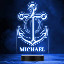 Ship Anchor Sailing Nautical Personalised Gift Colour Change Led Night Light - thumbnail 1