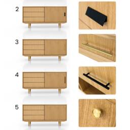 Mid-Century Sideboard, Dresser, Commode, Credenza Made Of Oak Vaneer - Livlo D-S11 - thumbnail 3