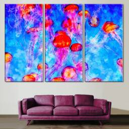 Jellyfish Canvas Print Colorful Sealife Wall Art - thumbnail 2
