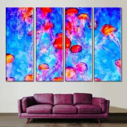 Jellyfish Canvas Print Colorful Sealife Wall Art - thumbnail 3