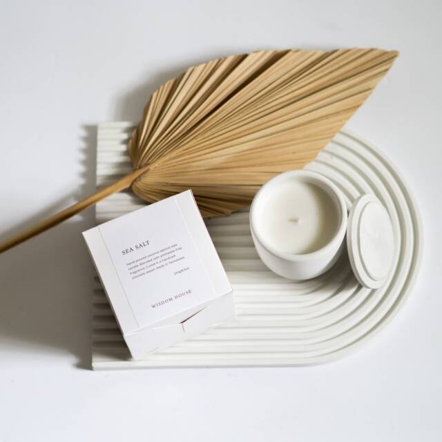 Sea Salt Concrete Candle, Housewarming Gift, Fresh & Clean, Spa Gift - image 1
