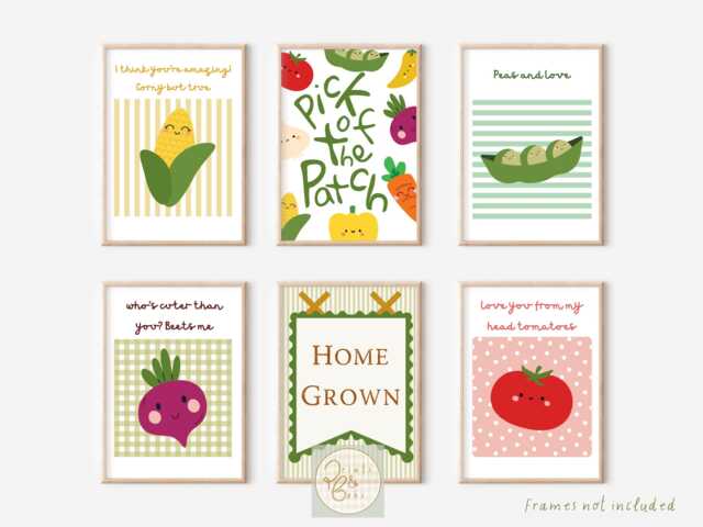 Bright Vegetable Prints For Kids. Perfect A Playroom, Nursery, Bedroom Or Play Kitchen/Shop Area - Unframed - image 1