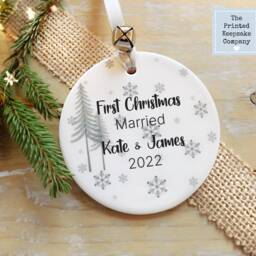 Personalised First Christmas Married Ornament Ceramic Keepsake Gift - thumbnail 2