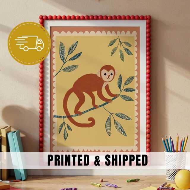 Boy Nursery Print Monkey Jungle Animal Wall Art Toddler Room Girl Kids Decor Cute Printable Illustration Safari Theme - 28 - image 1