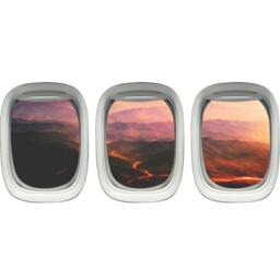 Kids Room Airplane Window Wall Decal Volcano Lava Scene Aviation Decor Vwaq-Ppw10 - thumbnail 2