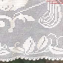Handmade Crocheted Cafe Curtain, French Craftsmanship, Created By Sylvette Raisonnier, Hummingbird Model, White Or Ecru - Please Specify When - thumbnail 3