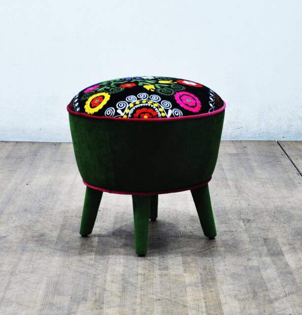 Suzani Pouf - Green Love - image 1