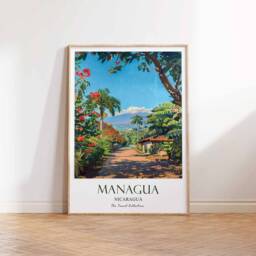 Managua Print, Travel Poster, Nicaragua Tropical Decor, Botanical Wall Art, Gift - thumbnail 2