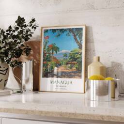 Managua Print, Travel Poster, Nicaragua Tropical Decor, Botanical Wall Art, Gift - thumbnail 3