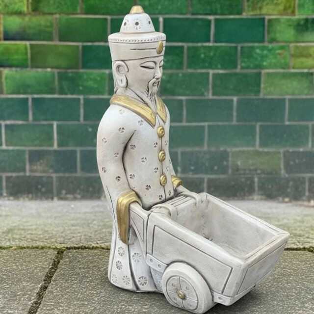 Concrete Asian Man Planter Oriental Stone Flower Pot Zen Art Garden Decor Outdoor Ornament Handmade Figurine Plant - image 1