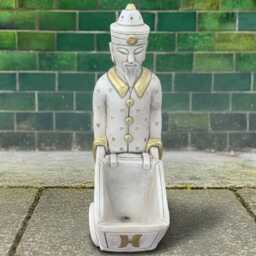 Concrete Asian Man Planter Oriental Stone Flower Pot Zen Art Garden Decor Outdoor Ornament Handmade Figurine Plant - thumbnail 3