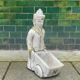 Concrete Asian Man Planter Oriental Stone Flower Pot Zen Art Garden Decor Outdoor Ornament Handmade Figurine Plant - thumbnail 4