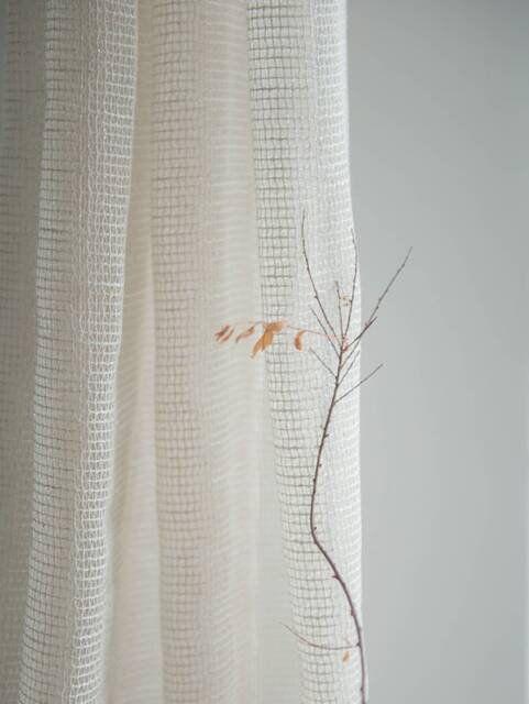 Russo Cotton Sheer Curtain, Beige Custom Linen Drapes, Extra Long Curtain For Bedroom & Livingroom, 1Pc - image 1