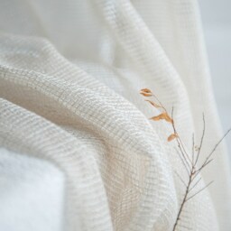 Russo Cotton Sheer Curtain, Beige Custom Linen Drapes, Extra Long Curtain For Bedroom & Livingroom, 1Pc - thumbnail 2