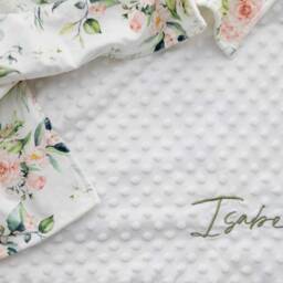 Embroidered Rose Baby Blanket Personalized Minky Lovey - thumbnail 3