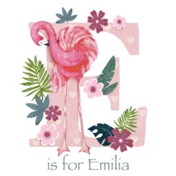 Pink Flamingo Letter Illustration Children Initial Tropical Art Print Picture Frame Personalised Name Painting Nursery Decor New Baby Gift - thumbnail 2