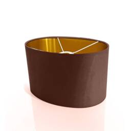 New Luxury High Quality Brown Oc 18 Cotton Fabric Lamp Shade Oval Shape Oval Metallic Lining - thumbnail 3