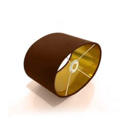 New Luxury High Quality Brown Oc 18 Cotton Fabric Lamp Shade Oval Shape Oval Metallic Lining - thumbnail 2