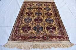 Handmade Afghan Silk Rug Kurki Oriental Carpet - 5 X 3.4 Ft - thumbnail 1