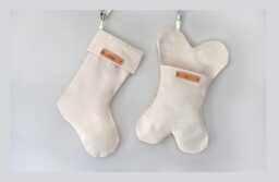 Personalized Farmhouse Christmas Stocking - Custom Name Cotton Neutral Holiday Decor Pet Bone Shape Option