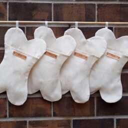 Personalized Farmhouse Christmas Stocking - Custom Name Cotton Neutral Holiday Decor Pet Bone Shape Option - thumbnail 4