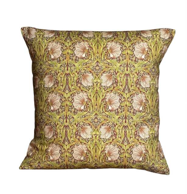 William Morris Pimpernel Cushion Cover Crimson Green 16 - image 1