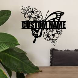 Butterfly Wall Art, Personalized Metal Sign, Butterfly Floral Decoration For Yard Garden, Butterfly Hanging - thumbnail 3