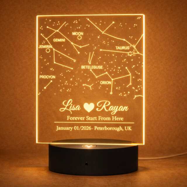 Personalised Star Map Night Light - Custom Constellation Led Lamp Romantic Anniversary Wedding Gift - image 1