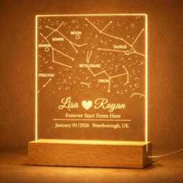 Personalised Star Map Night Light - Custom Constellation Led Lamp Romantic Anniversary Wedding Gift - thumbnail 2