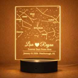 Personalised Star Map Night Light - Custom Constellation Led Lamp Romantic Anniversary Wedding Gift - thumbnail 1